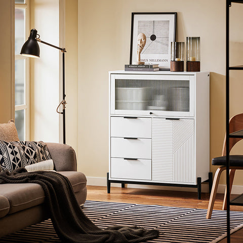 Rootz Sideboard Cabinet - Storage Cabinet - Buffet Table - Ample Storage with 2 Doors & 3 Drawers - 92cm x 119cm x 40cm