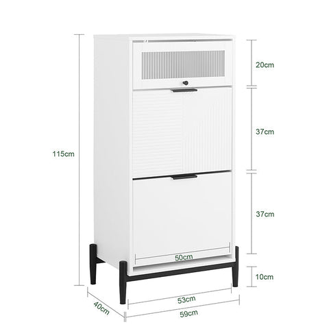 Rootz MDF Shoe Cabinet - Shoe Storage - Shoe Organizer - Anchors to Wall for Safety - 59x115x40cm