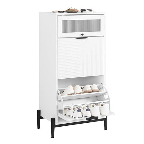 Rootz MDF Shoe Cabinet - Shoe Storage - Shoe Organizer - Anchors to Wall for Safety - 59x115x40cm