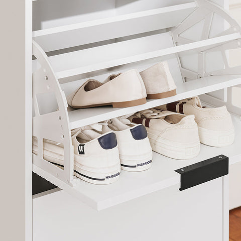 Rootz MDF Shoe Cabinet - Shoe Storage - Shoe Organizer - Anchors to Wall for Safety - 59x115x40cm