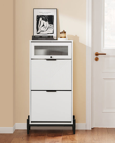 Rootz MDF Shoe Cabinet - Shoe Storage - Shoe Organizer - Anchors to Wall for Safety - 59x115x40cm