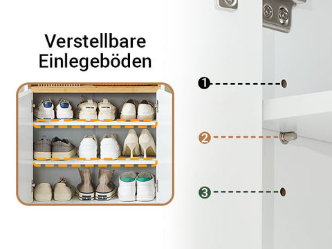 Rootz Modern Shoe Cabinet - Footwear Organizer - Storage Unit - Adjustable Shelves - 60x85x34cm Dimensions