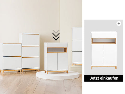 Rootz Modern Shoe Cabinet - Footwear Organizer - Storage Unit - Adjustable Shelves - 60x85x34cm Dimensions