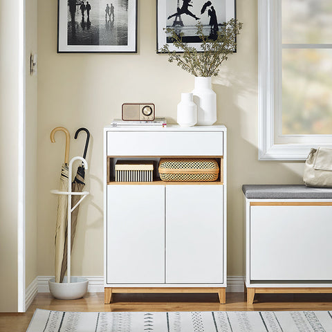 Rootz Modern Shoe Cabinet - Footwear Organizer - Storage Unit - Adjustable Shelves - 60x85x34cm Dimensions