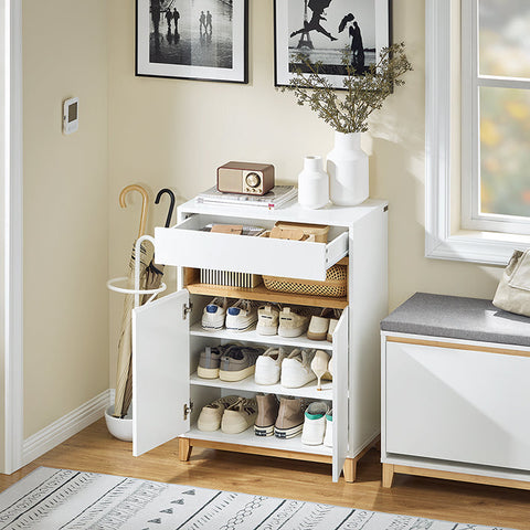 Rootz Modern Shoe Cabinet - Footwear Organizer - Storage Unit - Adjustable Shelves - 60x85x34cm Dimensions