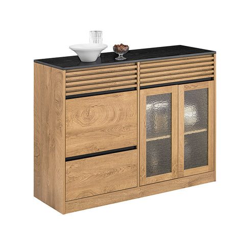 Rootz Sideboard - Storage Cabinet - Glass Door Cupboard - Optimal Storage Solution - Dimensions: 112x89x40cm