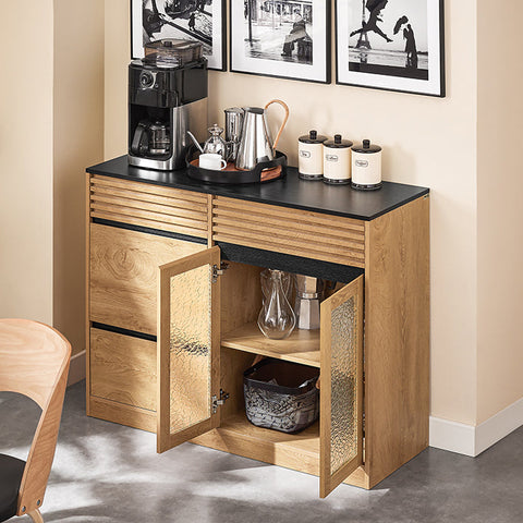 Rootz Sideboard - Storage Cabinet - Glass Door Cupboard - Optimal Storage Solution - Dimensions: 112x89x40cm