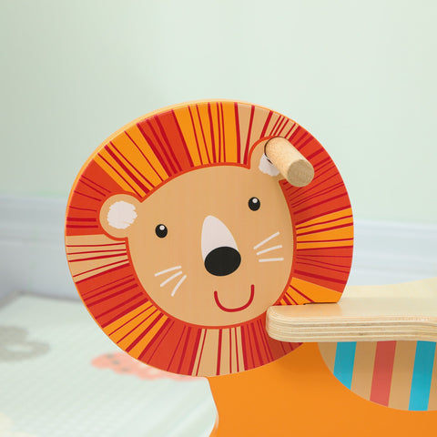 Rootz Rocking Horse Lion Design - Kids Rocker - Wooden Rocker - Promotes Balance & Strength - Orange - 25kg Capacity - 59x27x44cm
