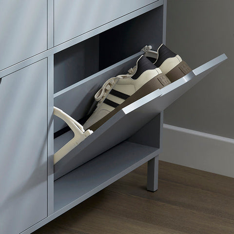 Rootz Shoe Cabinet - Shoe Storage - Shoe Organizer - MDF / Metal - Compact Design - 100cm x 90cm x 19cm