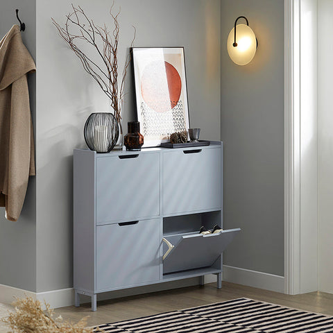 Rootz Shoe Cabinet - Shoe Storage - Shoe Organizer - MDF / Metal - Compact Design - 100cm x 90cm x 19cm