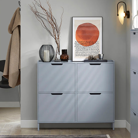 Rootz Shoe Cabinet - Shoe Storage - Shoe Organizer - MDF / Metal - Compact Design - 100cm x 90cm x 19cm