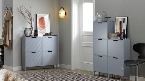 Rootz Shoe Cabinet - Shoe Storage - Shoe Organizer - MDF / Metal - Compact Design - 100cm x 90cm x 19cm