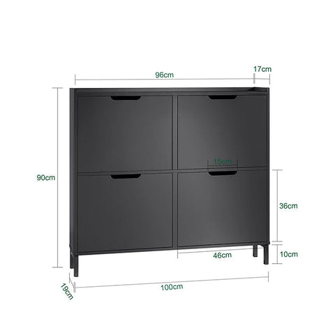 Rootz Schoenenrek - Opbergorganizer - Schoenenkast - MDF en Metaal Materiaal - 100cm x 90cm x 19cm