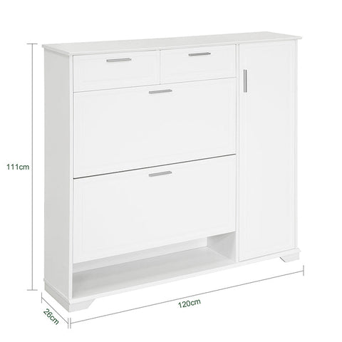 Rootz Schoenenkast Tipper - Schoenenopslag - Schoenenorganizer - Compact ontwerp - Veelzijdige opslag - Duurzaam MDF &amp; PB-materiaal - 120 cm x 111 cm x 26 cm