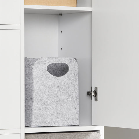 Rootz Schoenenkast met Kruk - Schoenenkantelaar - Schoenenkast - Ruimtebesparend ontwerp - Comfortabele zitplaatsen - Veelzijdige opslag - Wit MDF - 95 cm x 121 cm x 30 cm