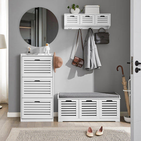 Rootz Schoenenkast Tipper - Schoenenorganizer - Schoenenopberger - Ontwerp met 3 kleppen - Stijlvolle haken - Veelzijdige combinatie - 55 cm x 112 cm x 30 cm