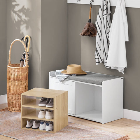 Rootz Schoenenbank - Opbergbank - Schoenenrek - Verstelbare plank - Ruimtebesparend ontwerp - Vilten vloerbeschermers - 80 cm x 45 cm x 35 cm