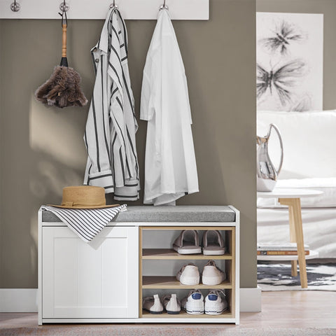 Rootz Schoenenbank - Opbergbank - Schoenenrek - Verstelbare plank - Ruimtebesparend ontwerp - Vilten vloerbeschermers - 80 cm x 45 cm x 35 cm