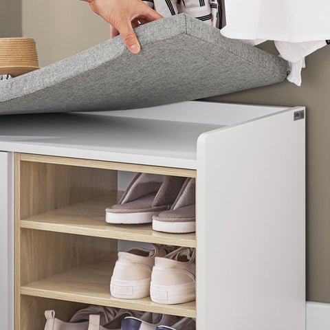 Rootz Schoenenbank - Opbergbank - Schoenenrek - Verstelbare plank - Ruimtebesparend ontwerp - Vilten vloerbeschermers - 80 cm x 45 cm x 35 cm