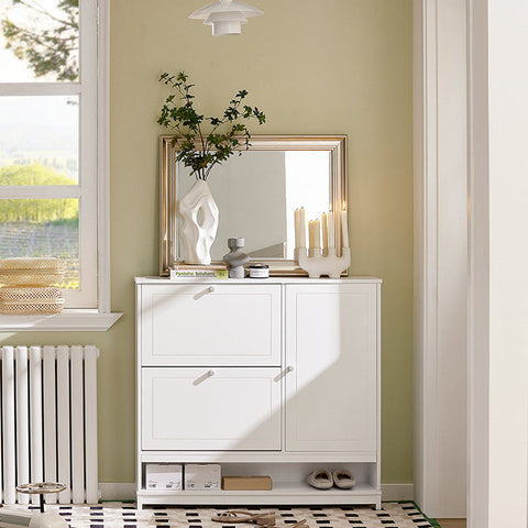 Rootz Schoenenkast met 2 kleppen - Schoenenkantelaar - Schoenenkast - Veelzijdige opbergruimte - Ruimtebesparend ontwerp - Georganiseerde entree - MDF en grenen constructie - 102 cm x 96 cm x 24 cm