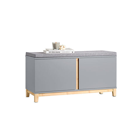 Rootz Schoenenbank met zitkussen - Ingangsbank - Opbergorganizer - Verstelbare planken - Constructie van bamboe en MDF - Comfortabele zitplaatsen - Stabiel ontwerp - 90 cm x 47 cm x 34 cm