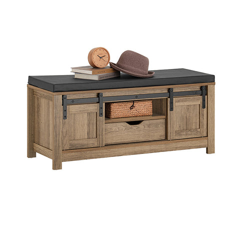 Rootz Shoe Bench with Sliding Doors - Storage Bench - Entryway Bench - Adjustable Shelves - Comfortable Seat Cushion - Versatile Use - 100cm x 46cm x 35cm