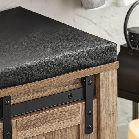 Rootz Shoe Bench with Sliding Doors - Storage Bench - Entryway Bench - Adjustable Shelves - Comfortable Seat Cushion - Versatile Use - 100cm x 46cm x 35cm