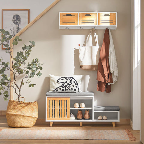 Rootz Schoenenopbergbank - Zittende ladekast - Schoenenrek - Ideaal voor gezinnen - Ruimtebesparend - Stevig ontwerp - 101 cm x 46 cm x 35 cm