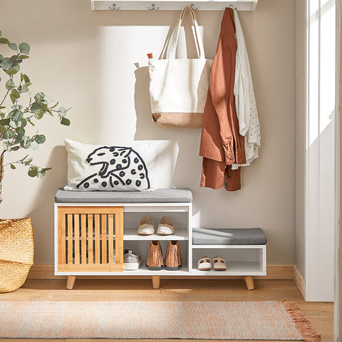 Rootz Schoenenopbergbank - Zittende ladekast - Schoenenrek - Ideaal voor gezinnen - Ruimtebesparend - Stevig ontwerp - 101 cm x 46 cm x 35 cm