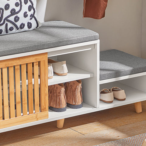 Rootz Schoenenopbergbank - Zittende ladekast - Schoenenrek - Ideaal voor gezinnen - Ruimtebesparend - Stevig ontwerp - 101 cm x 46 cm x 35 cm
