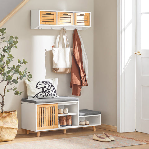 Rootz Schoenenopbergbank - Zittende ladekast - Schoenenrek - Ideaal voor gezinnen - Ruimtebesparend - Stevig ontwerp - 101 cm x 46 cm x 35 cm