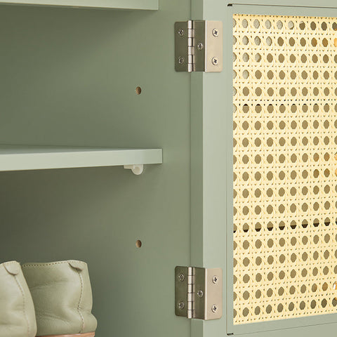 Rootz Modern Shoe Bench - Entryway Bench - Storage Organizer - Air-Permeable Grid Doors - Adjustable Shelves - MDF Construction - 100cm x 46cm x 34cm