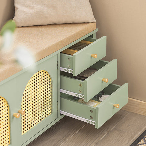 Rootz Modern Shoe Bench - Entryway Bench - Storage Organizer - Air-Permeable Grid Doors - Adjustable Shelves - MDF Construction - 100cm x 46cm x 34cm