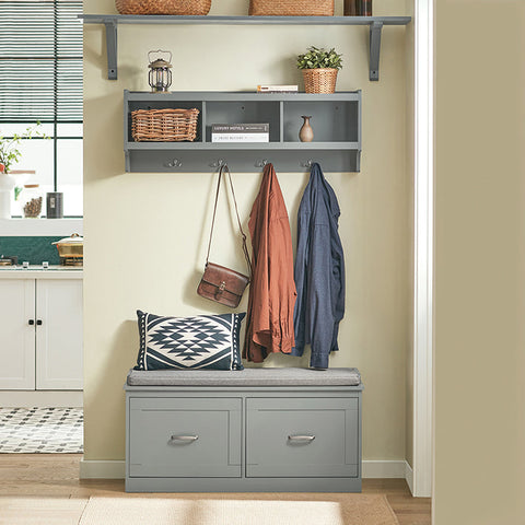 Rootz Shoe Bench with Storage - Entryway Bench - Shoe Organizer - Cushioned Seat - Removable Shelves - Space-Saving Design - 100cm x 48cm x 38cm