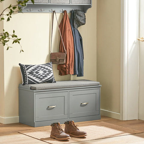 Rootz Shoe Bench with Storage - Entryway Bench - Shoe Organizer - Cushioned Seat - Removable Shelves - Space-Saving Design - 100cm x 48cm x 38cm