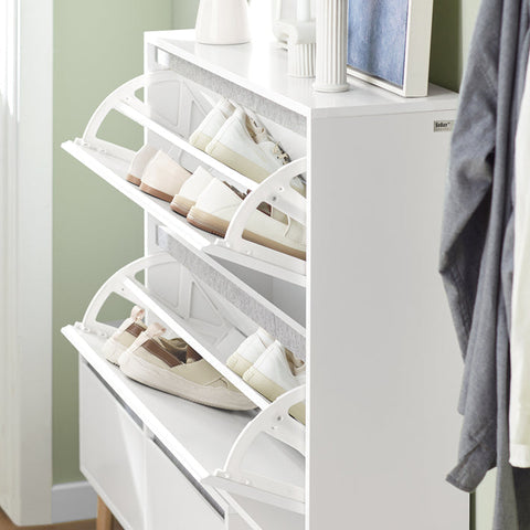 Rootz Verstelbare Schoenenkast - Schoenenorganizer - Schoenenopbergbank - Veelzijdig, ruimtebesparend, eenvoudige montage - Wit - (92-124)x115x24cm