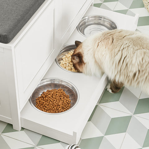 Rootz Multi-Functional Shoe Bench with Cat House - Pet Shelter - Storage Organizer - Comfortable Seating - Movable with Wheels - Durable MDF and Metal - 90cm x 44cm x 36cm