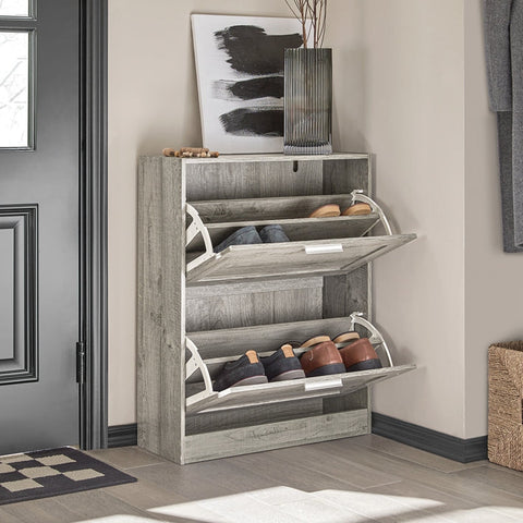 Rootz Schoenenkast met Kantelslot - Schoenenorganizer - Schoenenopslag - Muurbeveiligd - Multifunctionele bovenplaat - 60 cm x 79 cm x 23 cm