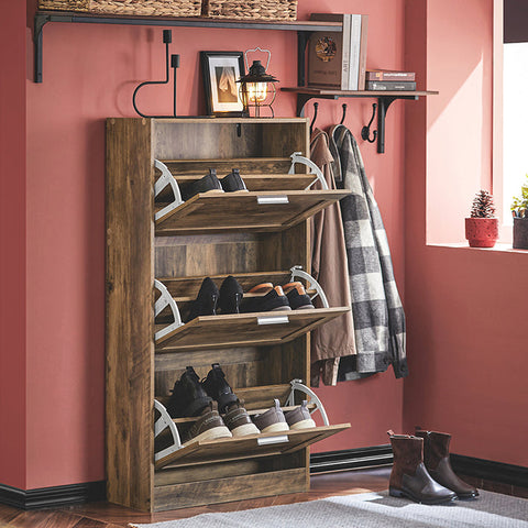 Rootz Schoenenkast met 3 kleppen - Schoenenkantelaar - Schoenenkast - Ruimtebesparend ontwerp - Muurveilig kantelslot - Veelzijdige opslag - 60 cm x 115 cm x 23 cm