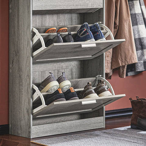 Rootz moderne schoenenkast - schoenenkantelaar - schoenenkast - ruimtebesparend ontwerp - muurveilig kantelslot - ideaal voor entrees - 60 cm x 115 cm x 23 cm