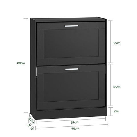 Rootz Shoe Storage Cabinet - Shoe Organizer - Footwear Rack - Space Saving, Secure Wall Attachment - 60x80x25cm