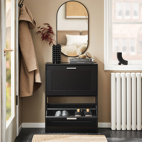 Rootz Shoe Storage Cabinet - Shoe Organizer - Footwear Rack - Space Saving, Secure Wall Attachment - 60x80x25cm