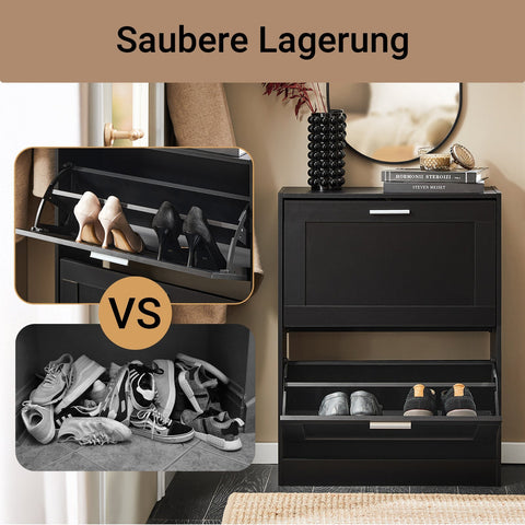 Rootz Shoe Storage Cabinet - Shoe Organizer - Footwear Rack - Space Saving, Secure Wall Attachment - 60x80x25cm