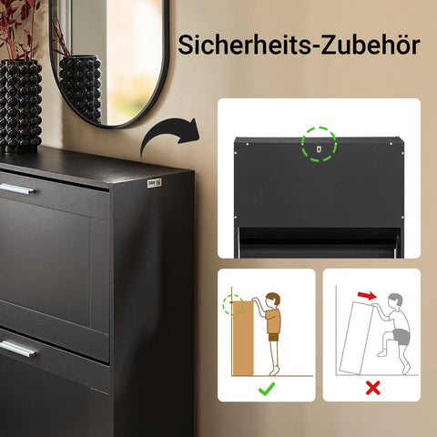 Rootz Shoe Storage Cabinet - Shoe Organizer - Footwear Rack - Space Saving, Secure Wall Attachment - 60x80x25cm