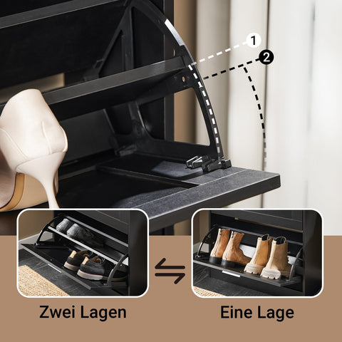 Rootz Shoe Storage Cabinet - Shoe Organizer - Footwear Rack - Space Saving, Secure Wall Attachment - 60x80x25cm