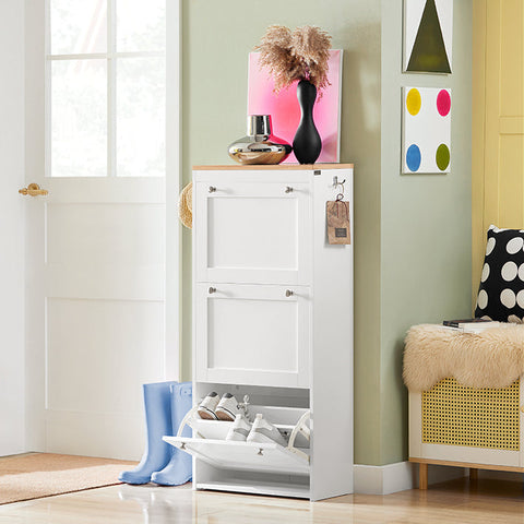 Rootz Modern Shoe Cabinet - Shoe Organizer - Shoe Storage - Space-Saving Design - Wall-Mountable - Sturdy Build - 59cm x 116cm x 26cm