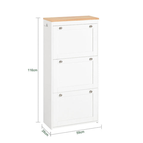 Rootz Modern Shoe Cabinet - Shoe Organizer - Shoe Storage - Space-Saving Design - Wall-Mountable - Sturdy Build - 59cm x 116cm x 26cm