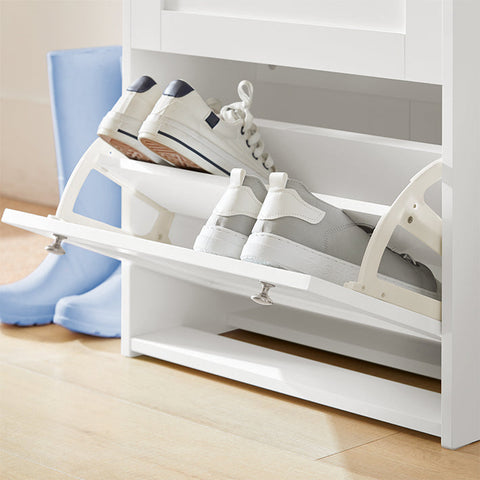 Rootz Modern Shoe Cabinet - Shoe Organizer - Shoe Storage - Space-Saving Design - Wall-Mountable - Sturdy Build - 59cm x 116cm x 26cm