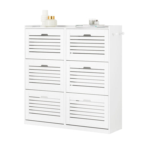 Rootz Schoenenkast met 6 kleppen - Schoenenkantelaar - Schoenenkast - Veelzijdige opslag - Ruimtebesparend ontwerp - Eenvoudige montage - Wit - 115 cm x 112 cm x 30 cm