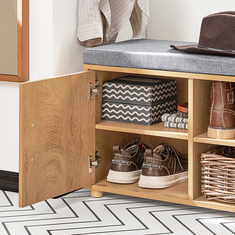 Rootz Shoe Cabinet with Bench - Shoe Organizer - Shoe Storage - MDF and Rubber Wood - Extra Stability with Six Legs - Dual Storage Drawers - Dimensions 110cm x 47cm x 35cm